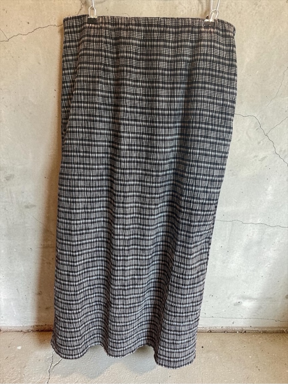 Brown and Gray Plaid Midi Skirt - Classic Straight Silhouette